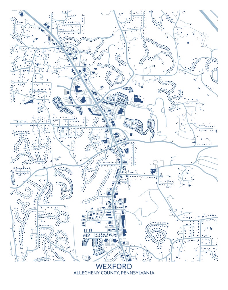 Wexford PA Street Map Pittsburgh Map Company Etsy