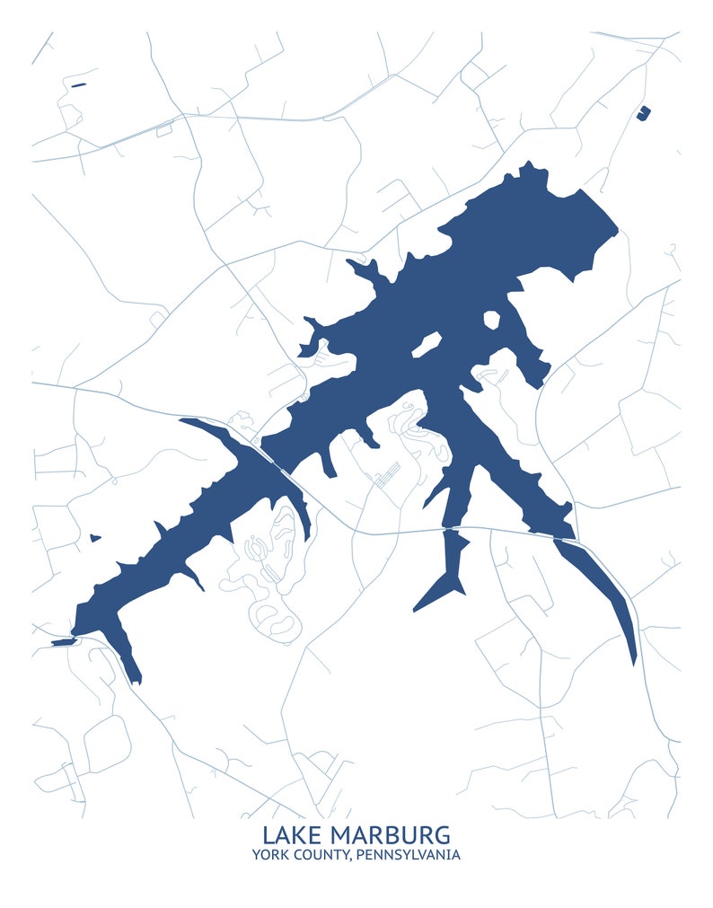 Lake Marburg PA Map Pittsburgh Map Company Etsy