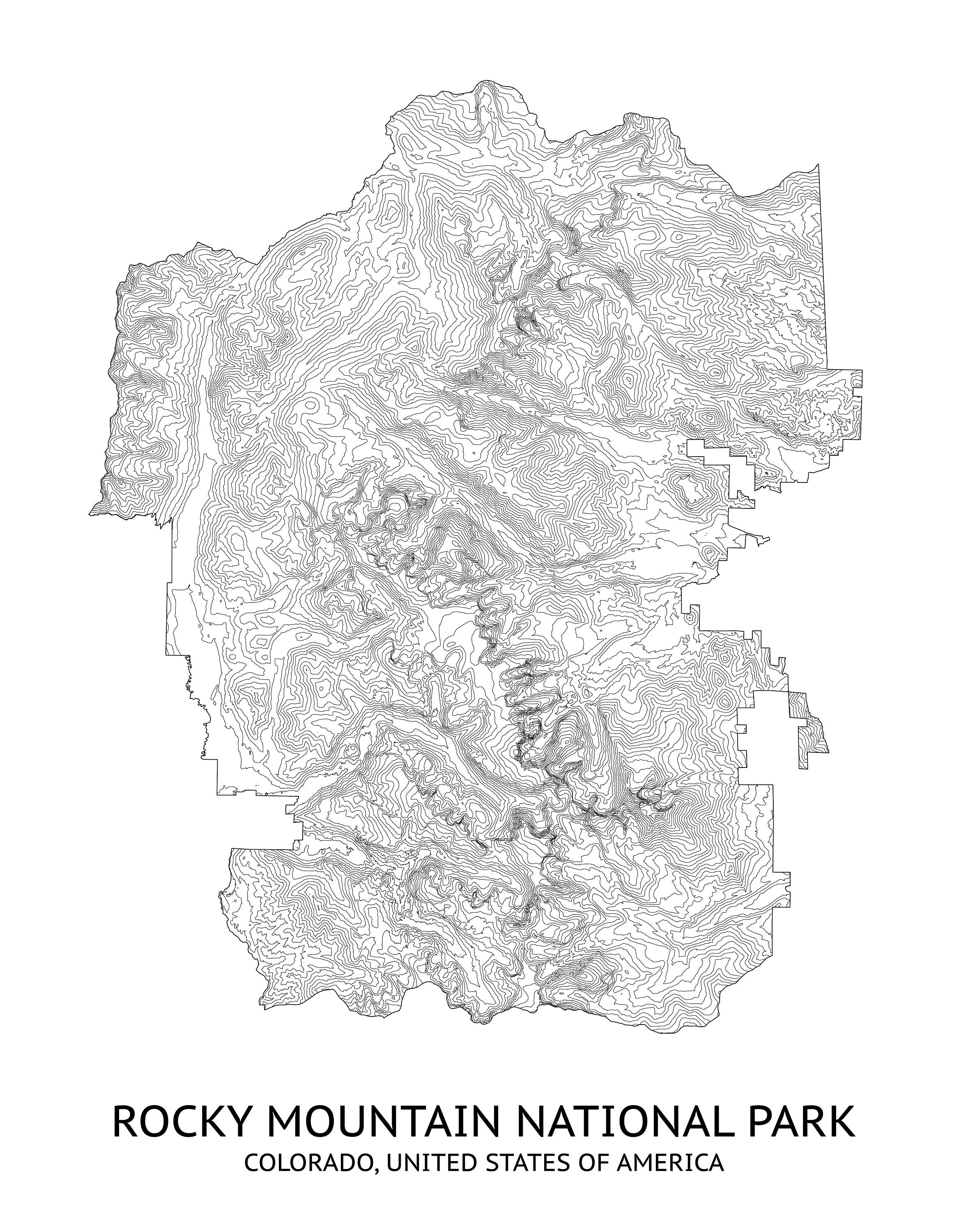 Rocky Mountain National Park Elevation Map - Pittsburgh Map Company - Etsy