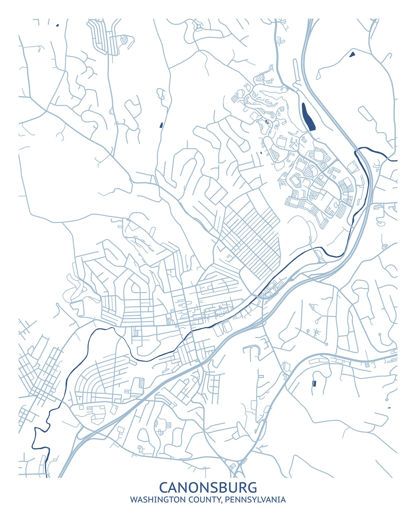 Canonsburg PA Street Map Pittsburgh Map Company Etsy