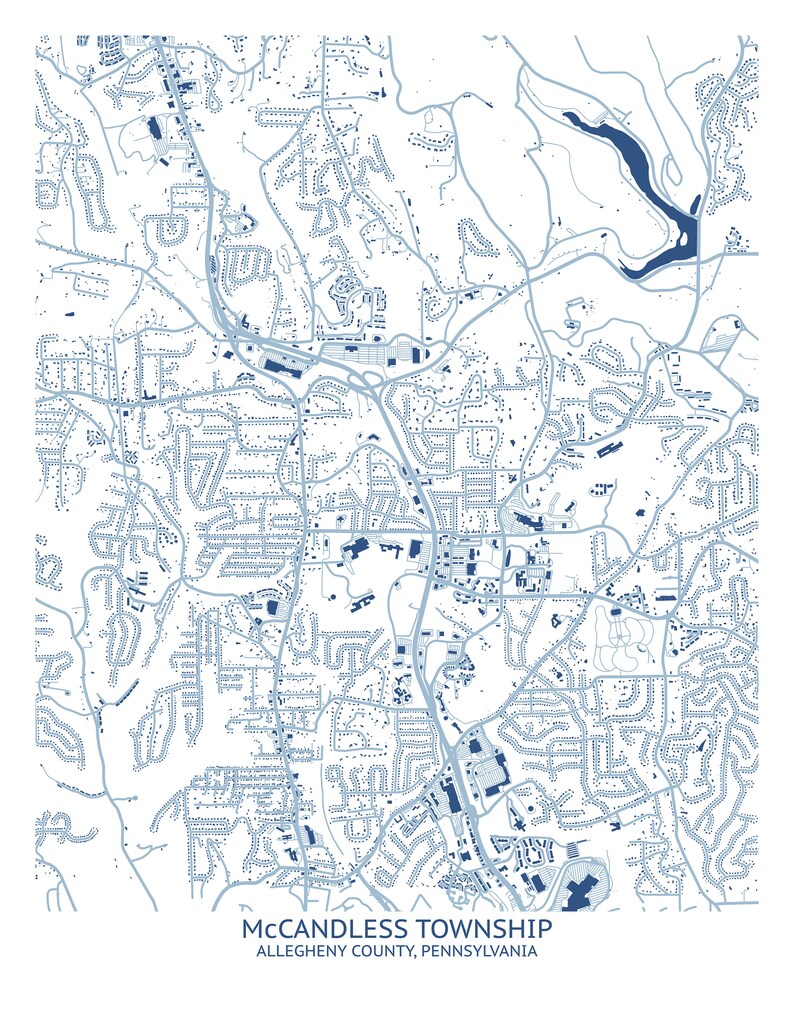 McCandless Township PA Street Map Pittsburgh Map Company Etsy
