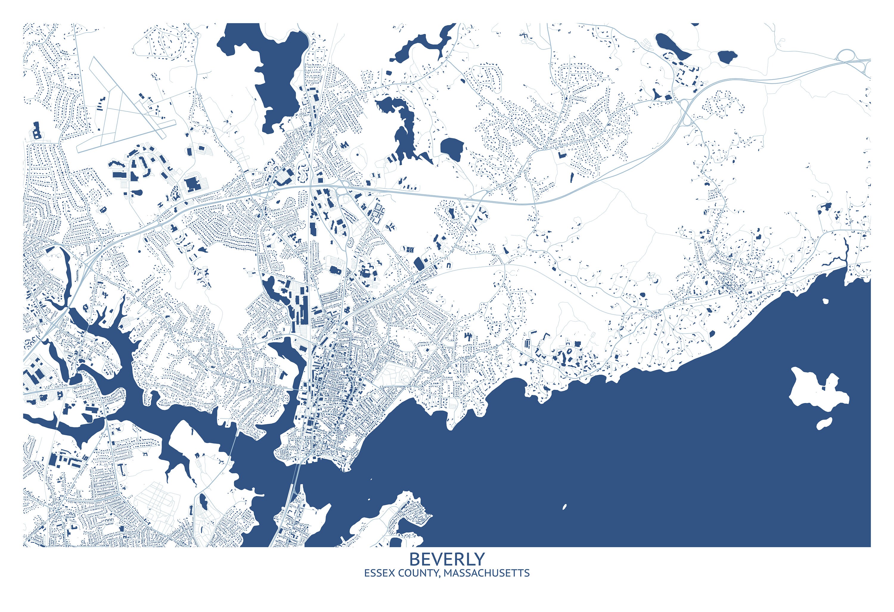 Beverly MA Map Pittsburgh Map Company - Etsy