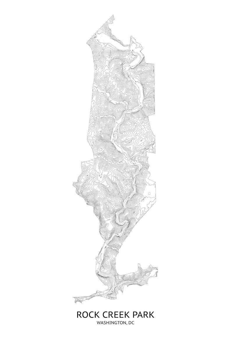 Rock Creek Park Washington DC Elevation Map Pittsburgh Map - Etsy