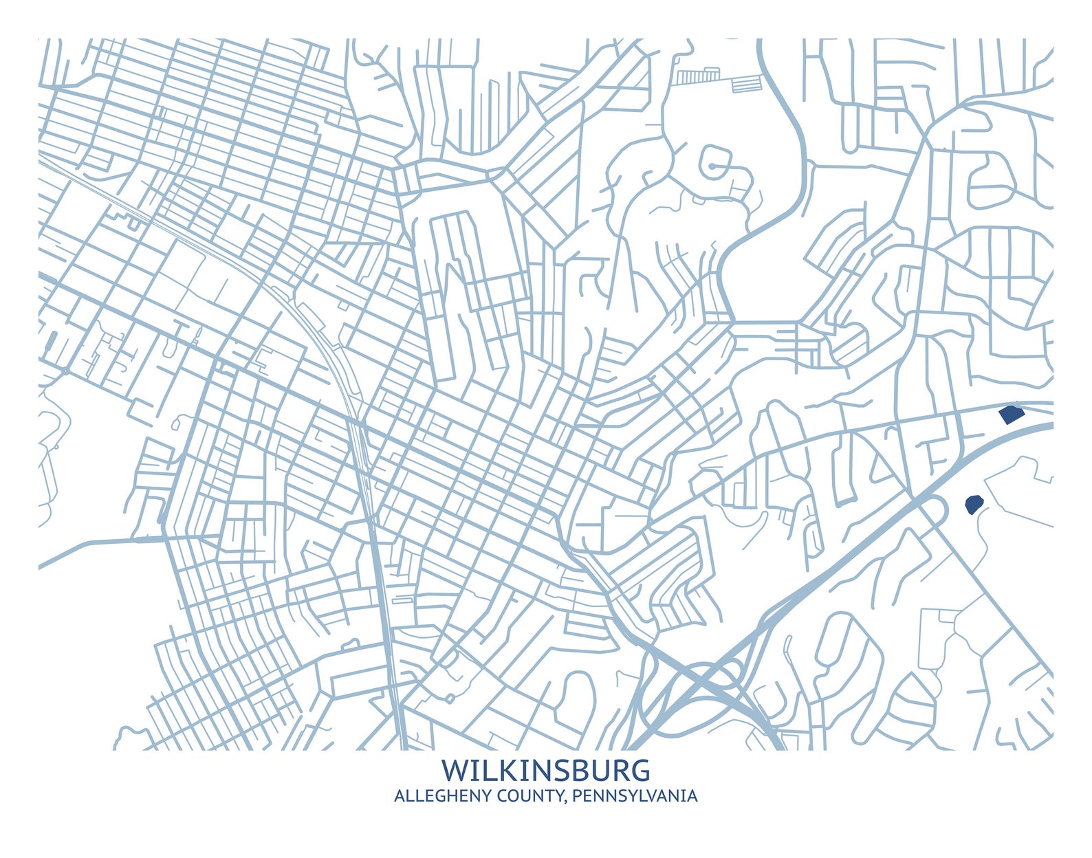 Wilkinsburg Pittsburgh PA Map Pittsburgh Map Company Etsy