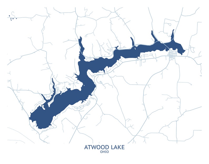 Atwood Lake Ohio Map Pittsburgh Map Company Etsy