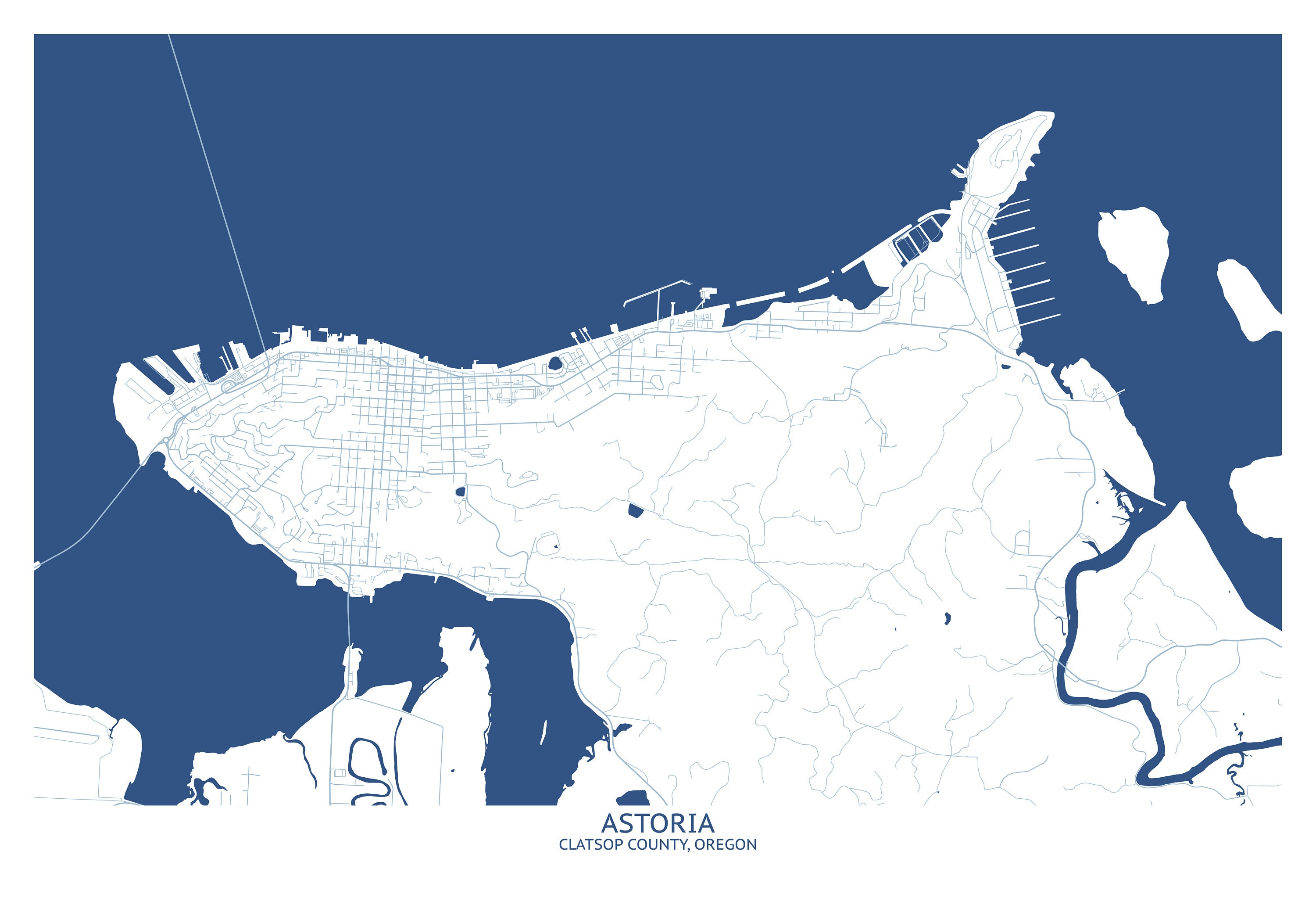 Astoria Oregon Street Map Pittsburgh Map Company | Etsy