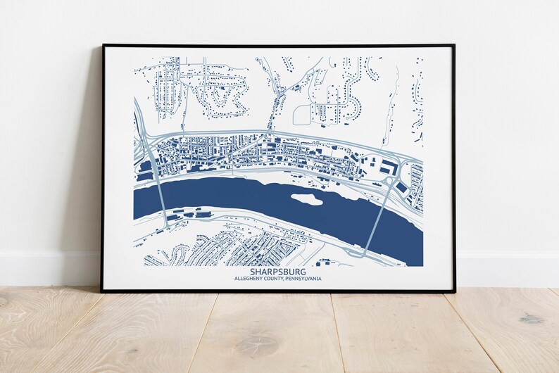 Sharpsburg PA Map Pittsburgh Map Company Etsy