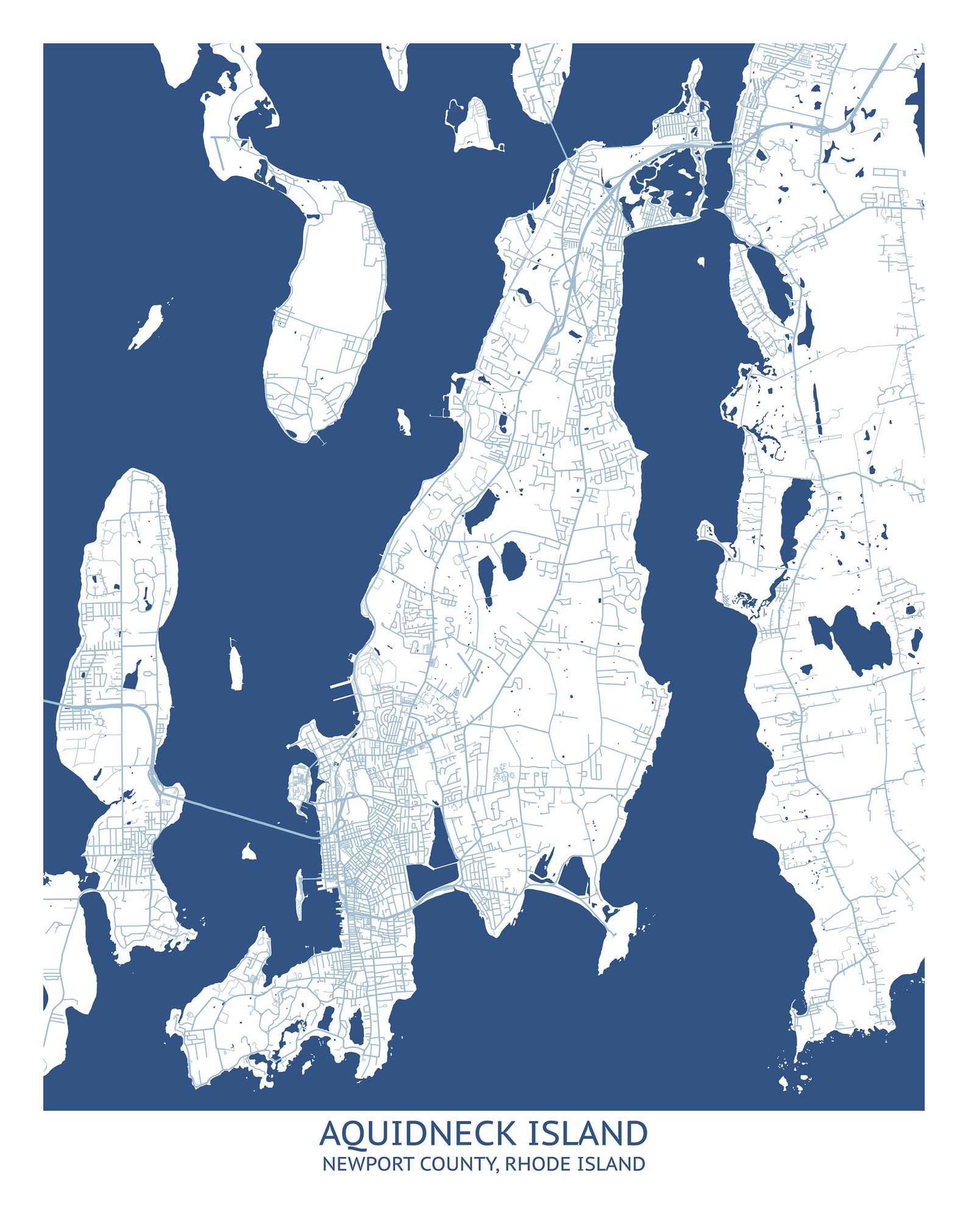 Aquidneck Island Rhode Island Map Pittsburgh Map Company Etsy Singapore