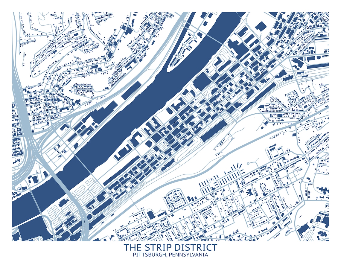 Pittsburgh Strip District Map Pittsburgh Map Company - Etsy