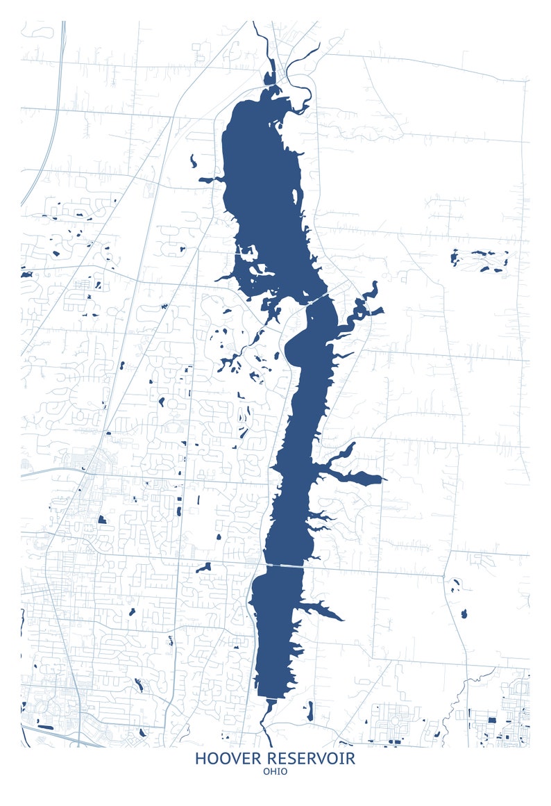 Hoover Reservoir Ohio Map Pittsburgh Map Company Etsy UK