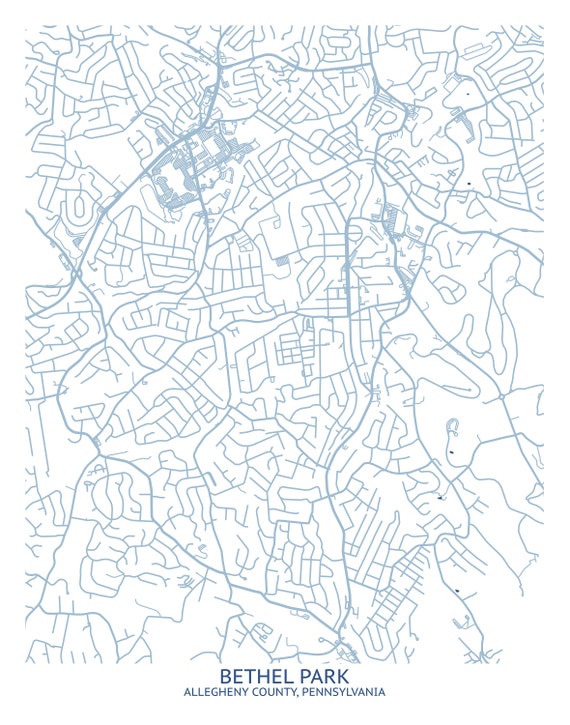 Map Of Bethel Park Pa Bethel Park Pa Map Pittsburgh Map Company | Etsy Canada