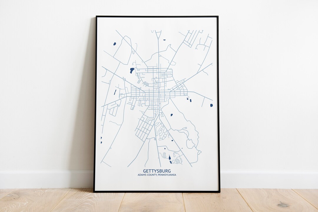 Gettysburg PA Map - Pittsburgh Map Company - Etsy