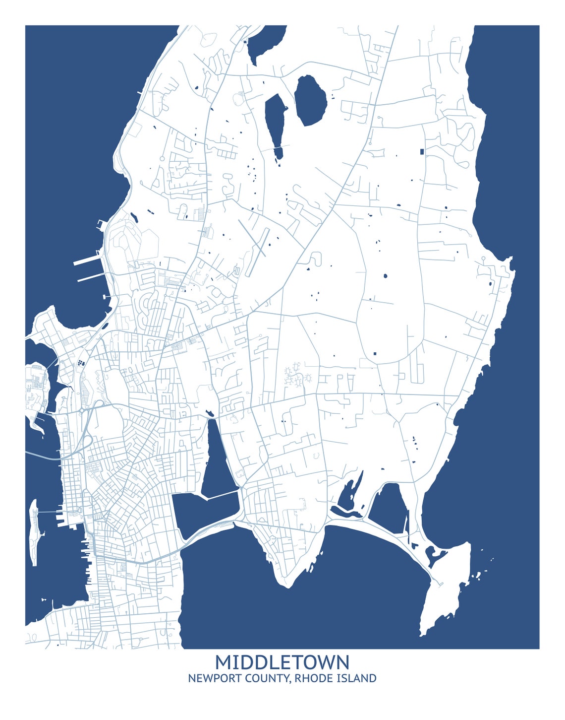 Middletown Rhode Island Street Map Pittsburgh Map Company Etsy