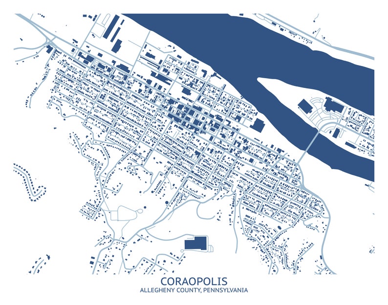 Coraopolis PA Map Pittsburgh Map Company Etsy