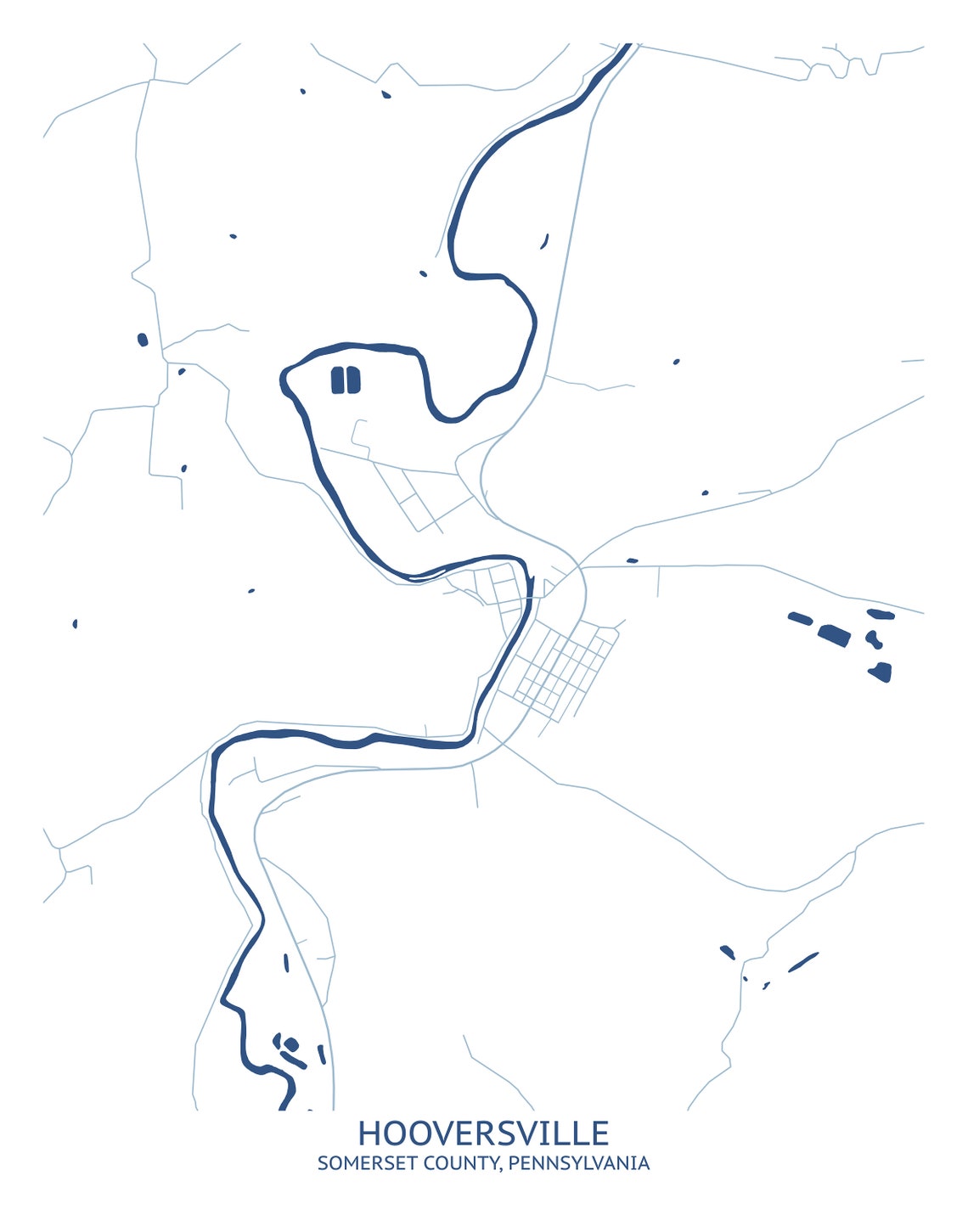 Hooversville PA Street Map Pittsburgh Map Company Etsy