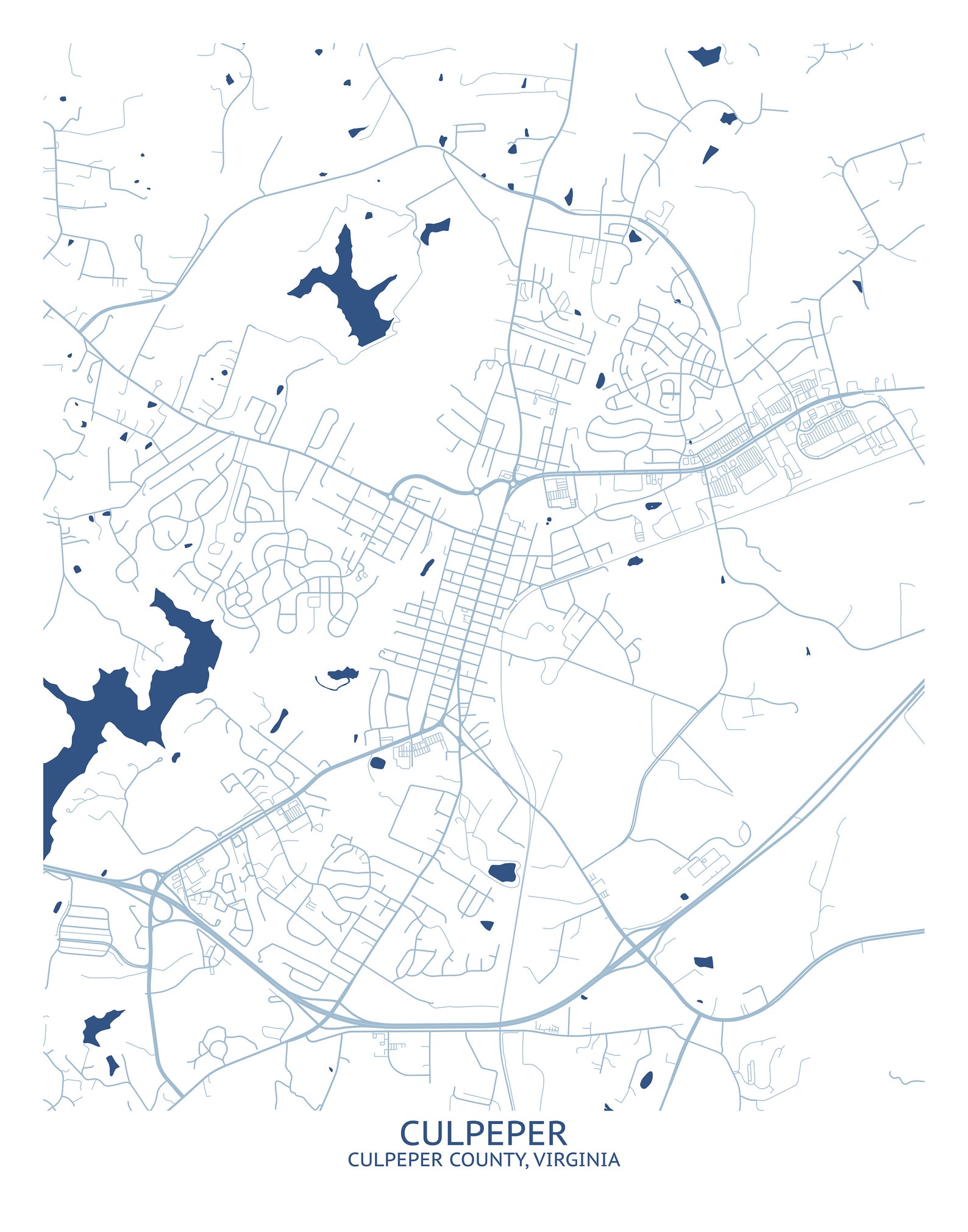 Culpeper Virginia Map Pittsburgh Map Company Etsy