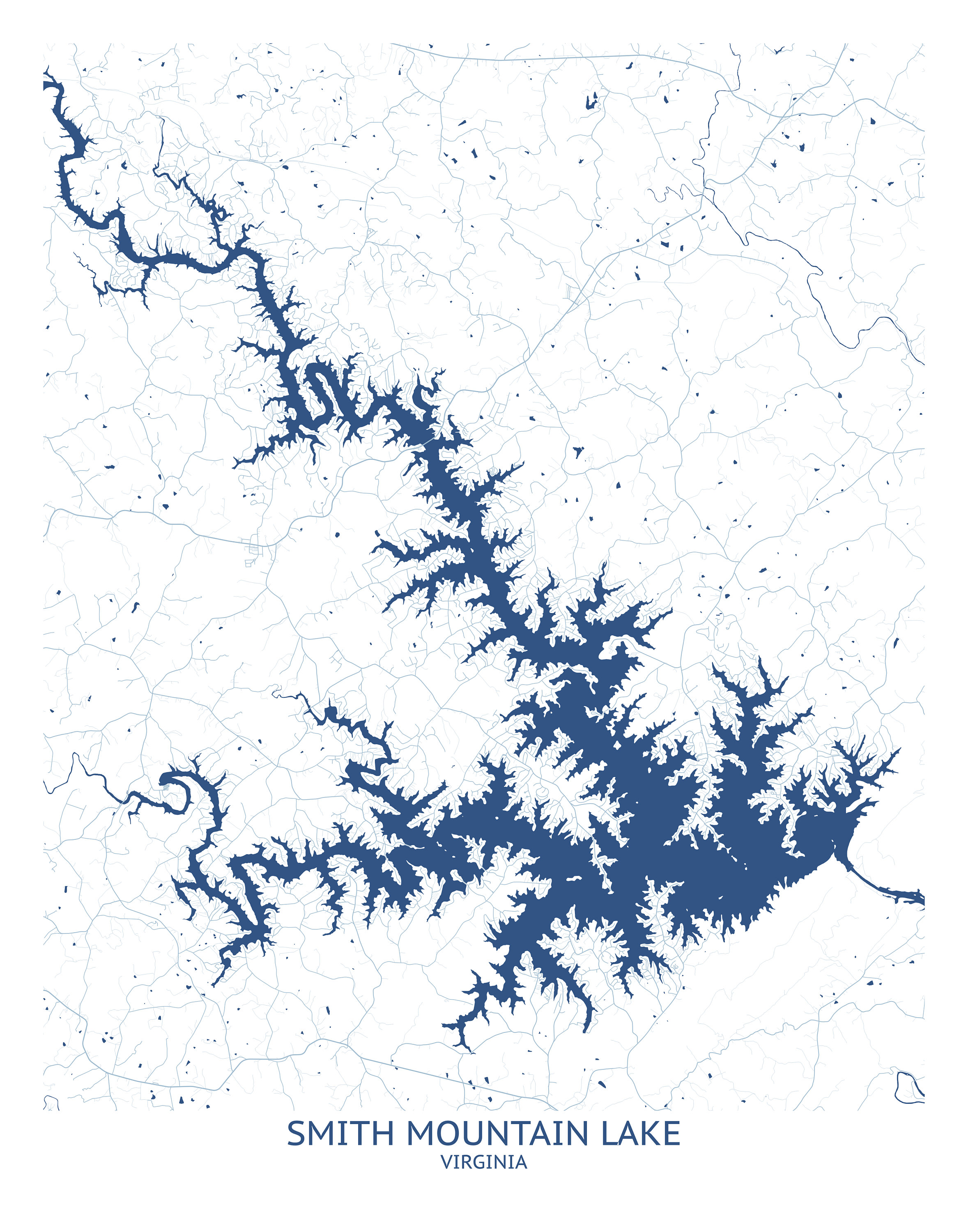 Map Of Smith Mountain Lake Virginia Smith Mountain Lake Virginia Map Pittsburgh Map Company | Etsy Ireland