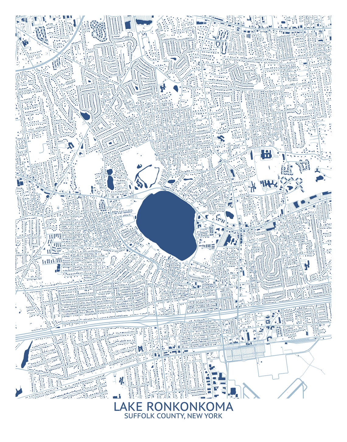 Lake Ronkonkoma New York Map Pittsburgh Map Company Etsy