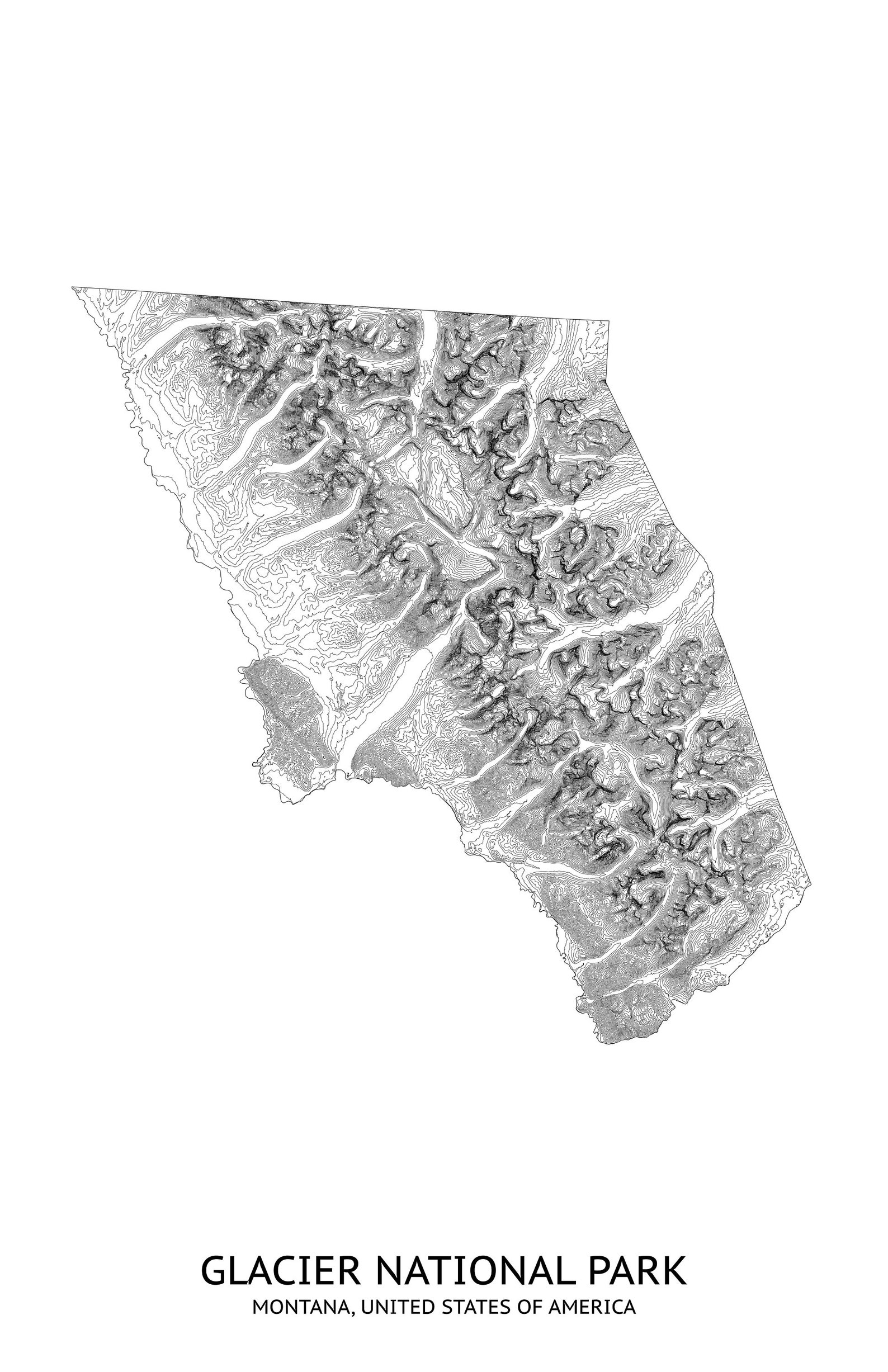 Glacier National Park Elevation Map Pittsburgh Map Company Etsy