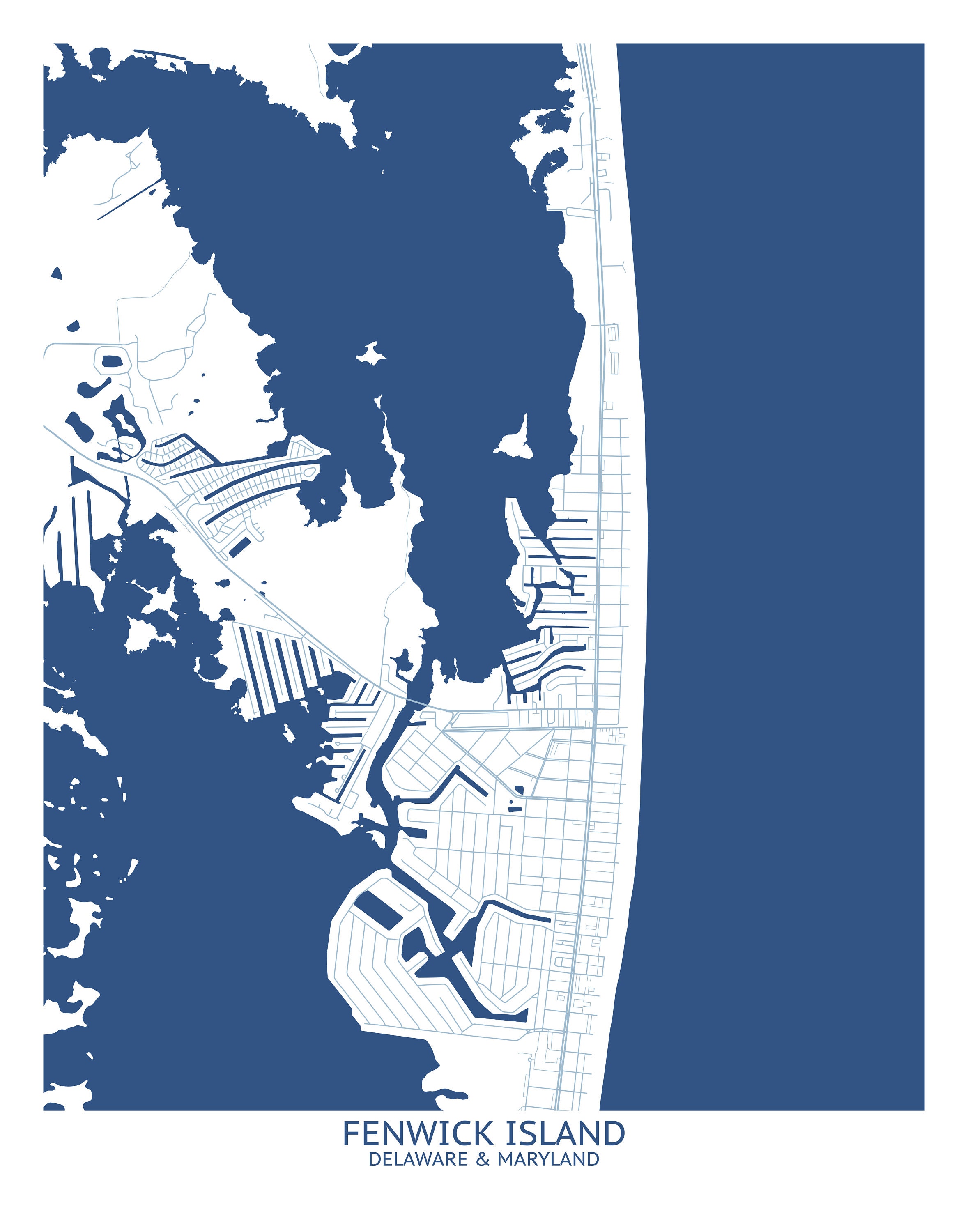 Fenwick Island Delaware Map Pittsburgh Map Company Etsy UK