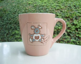 Vintage Kindertasse, Becher Keramik, rosa, 80er