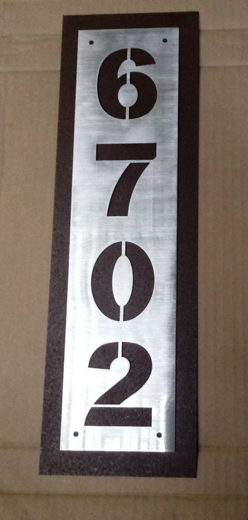 Stainless Steel over Rusted Steel Address Sign image 3
