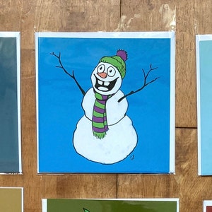 Happy Snowman - Leuke feestelijke kerst cartoon wenskaart