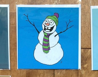 Happy Snowman - Fun festive Christmas cartoon greeting card