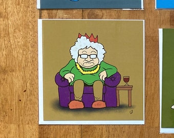 Grumpy Granny - Fun festive Christmas cartoon greeting card