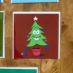 Kerstboom - Leuke feestelijke kerst cartoon wenskaart