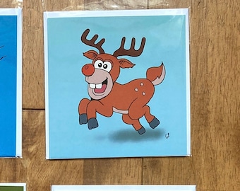 Happy Reindeer - Fun festive Christmas cartoon greeting card