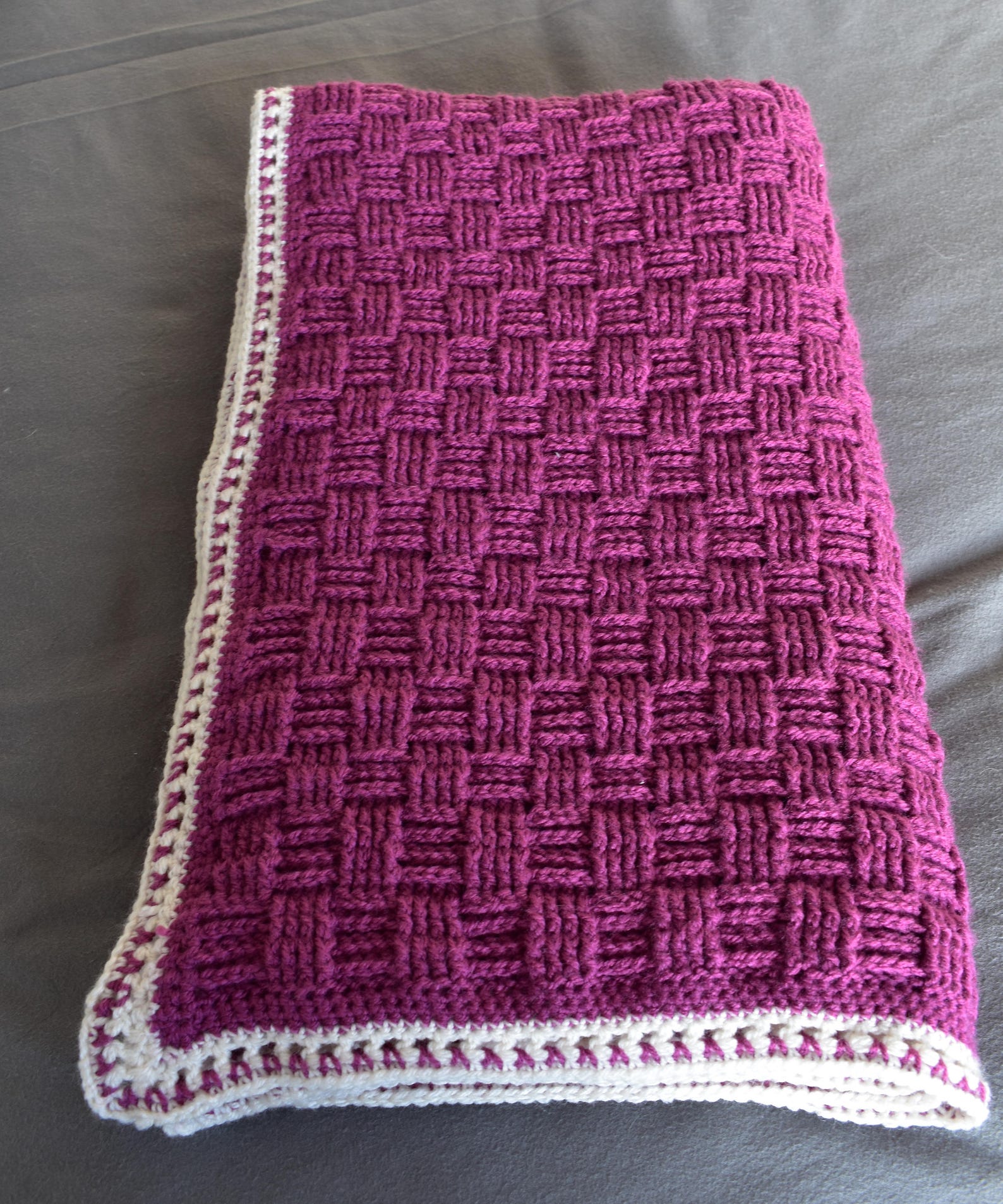 Crocheted basket weave blanket / throw Etsy
