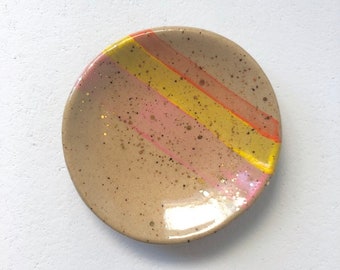 Sunset Ring Dish with Gold Splatter