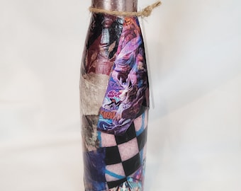 Decoupage, Collage, Art, flask, water bottle
