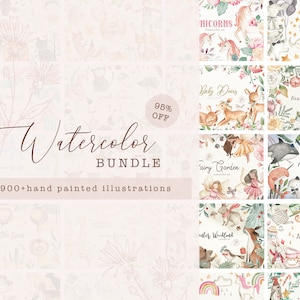 Watercolor Bundle 95% OFF digital download clipart