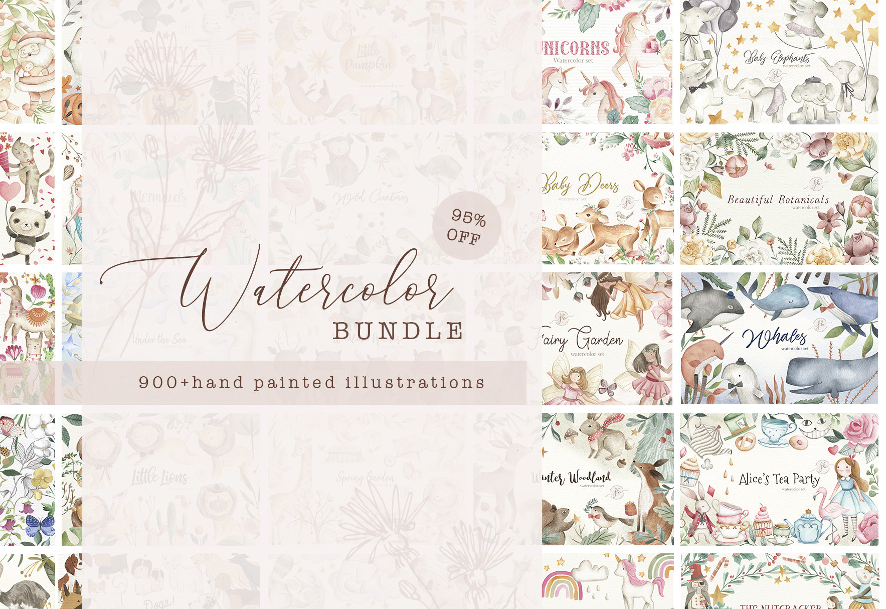 Watercolor Bundle 95% OFF digital download clipart