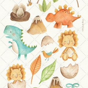 Baby Dinosaurs Watercolor Clipart image 2