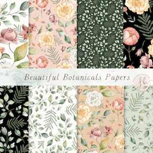 Bloemmotief digitale papier botanische Planner afdrukbare Instant Download Scrapbook aquarel Clipart