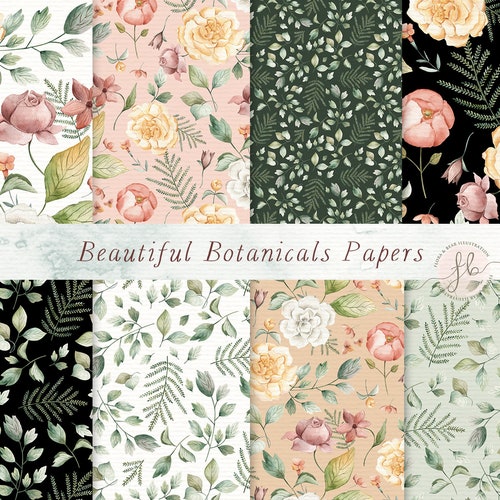 Floral Pattern Digital Paper Botanical Planner Printable - Etsy