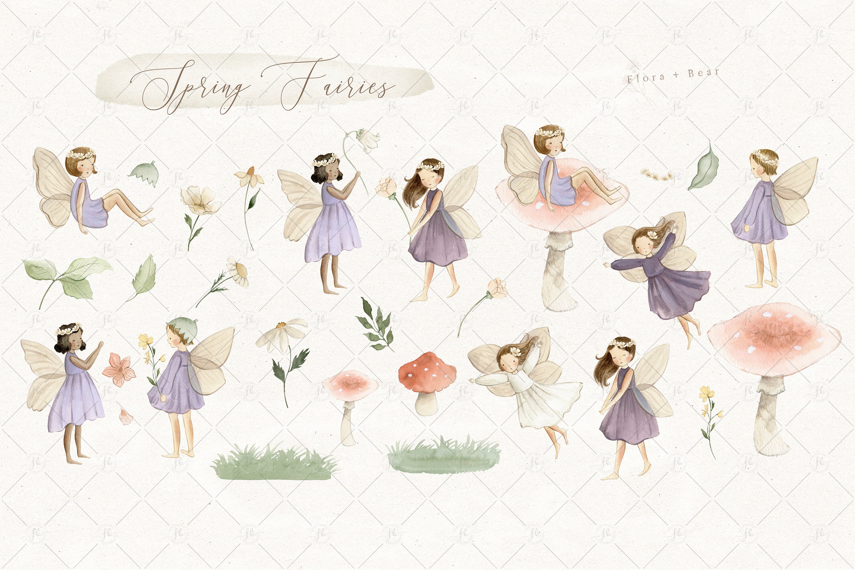 Spring Fairies Watercolor Clipart, Fairy Garden, Flower Fairies - Etsy