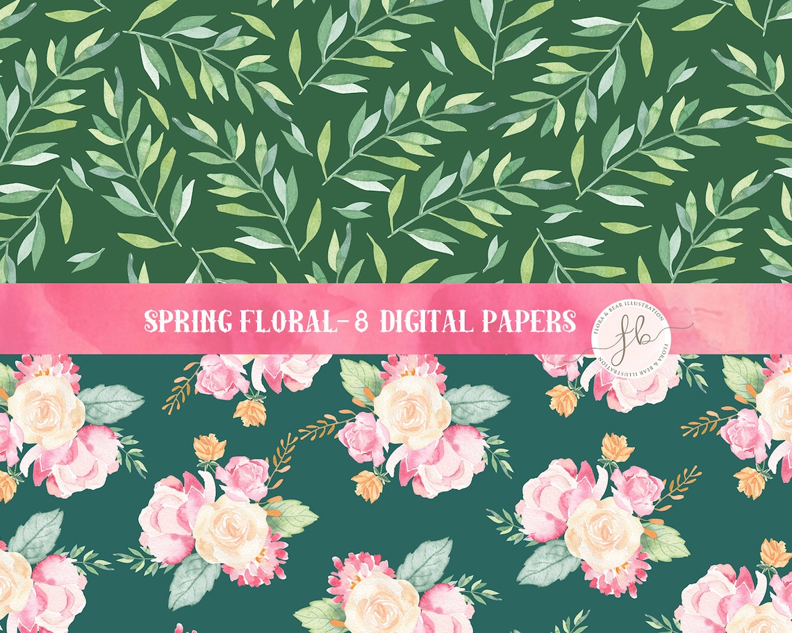 Digital Paper Downloadable Prints Digital Print Pattern Flower - Etsy