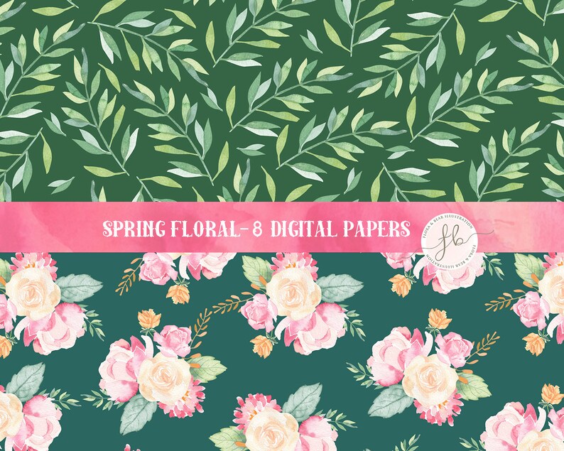 Digital Paper Downloadable Prints Digital Print Pattern Flower | Etsy