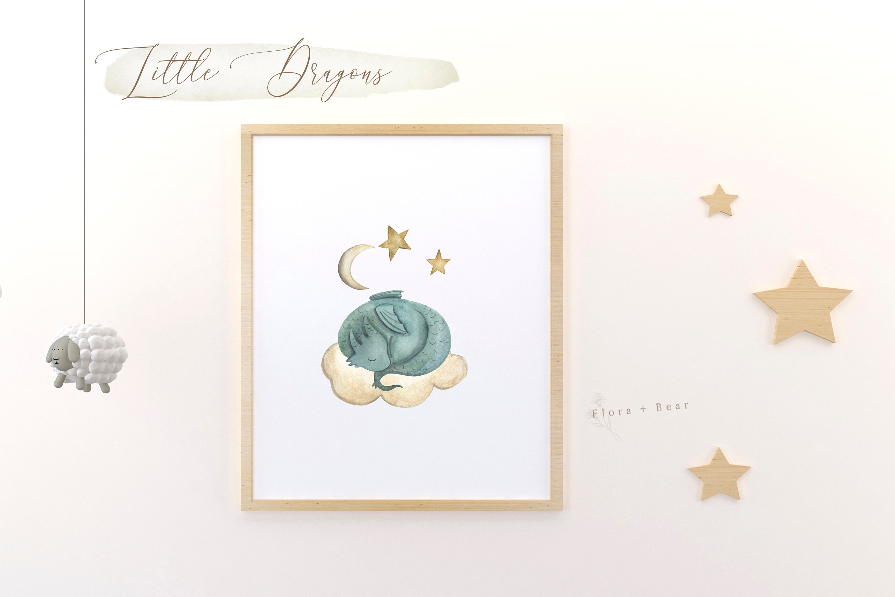 Dragons Watercolor Clipart Set Baby Nursery Illustration - Etsy