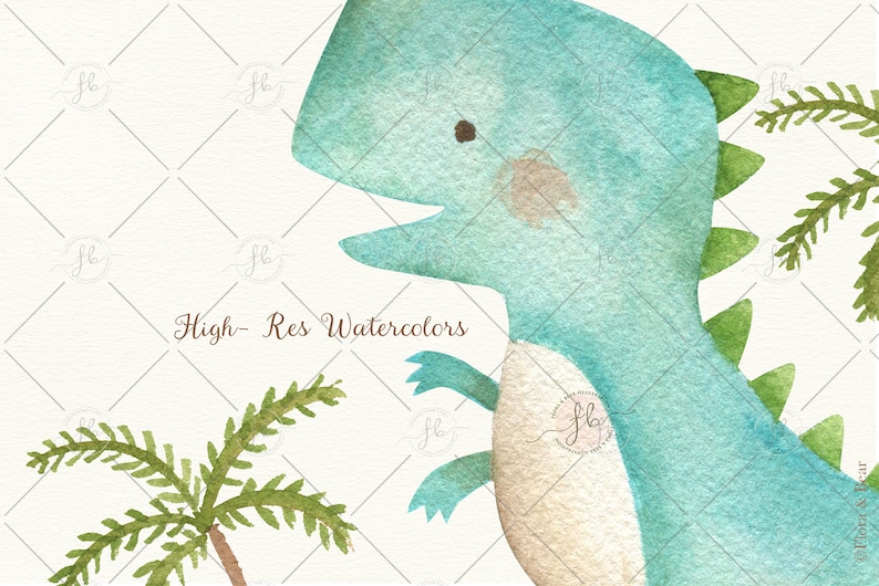 Baby Dinosaurs Watercolor Clipart image 3