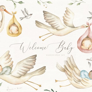 Welcome Baby Watercolor Clipart Set