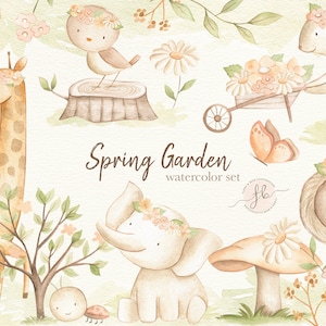 Spring Baby Animals Watercolor Clipart Woodland Forest