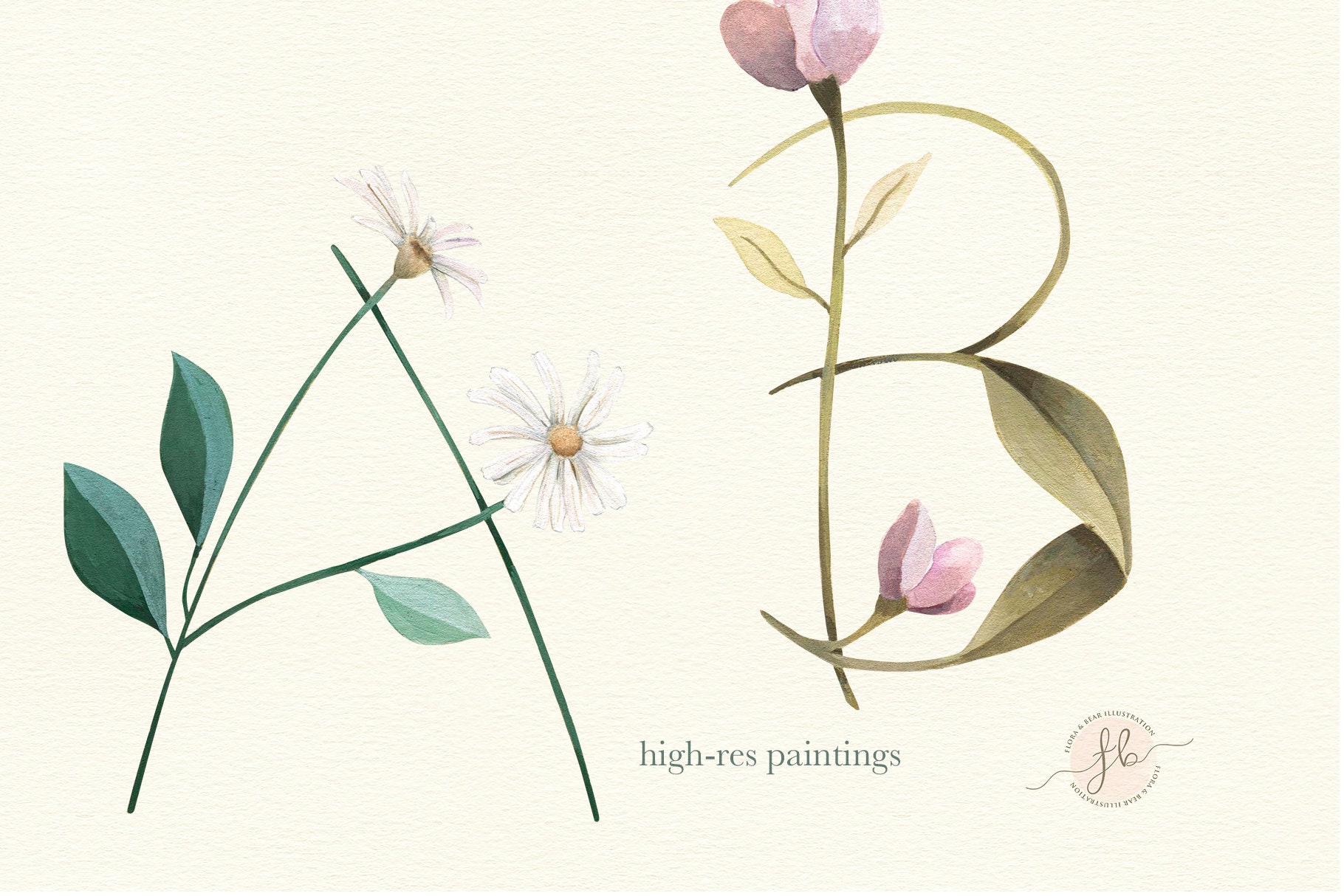 Botanical Alphabet Letters Clipart Set - Etsy