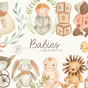 Baby Watercolor Clipart Babies Children Nursery Digital Download