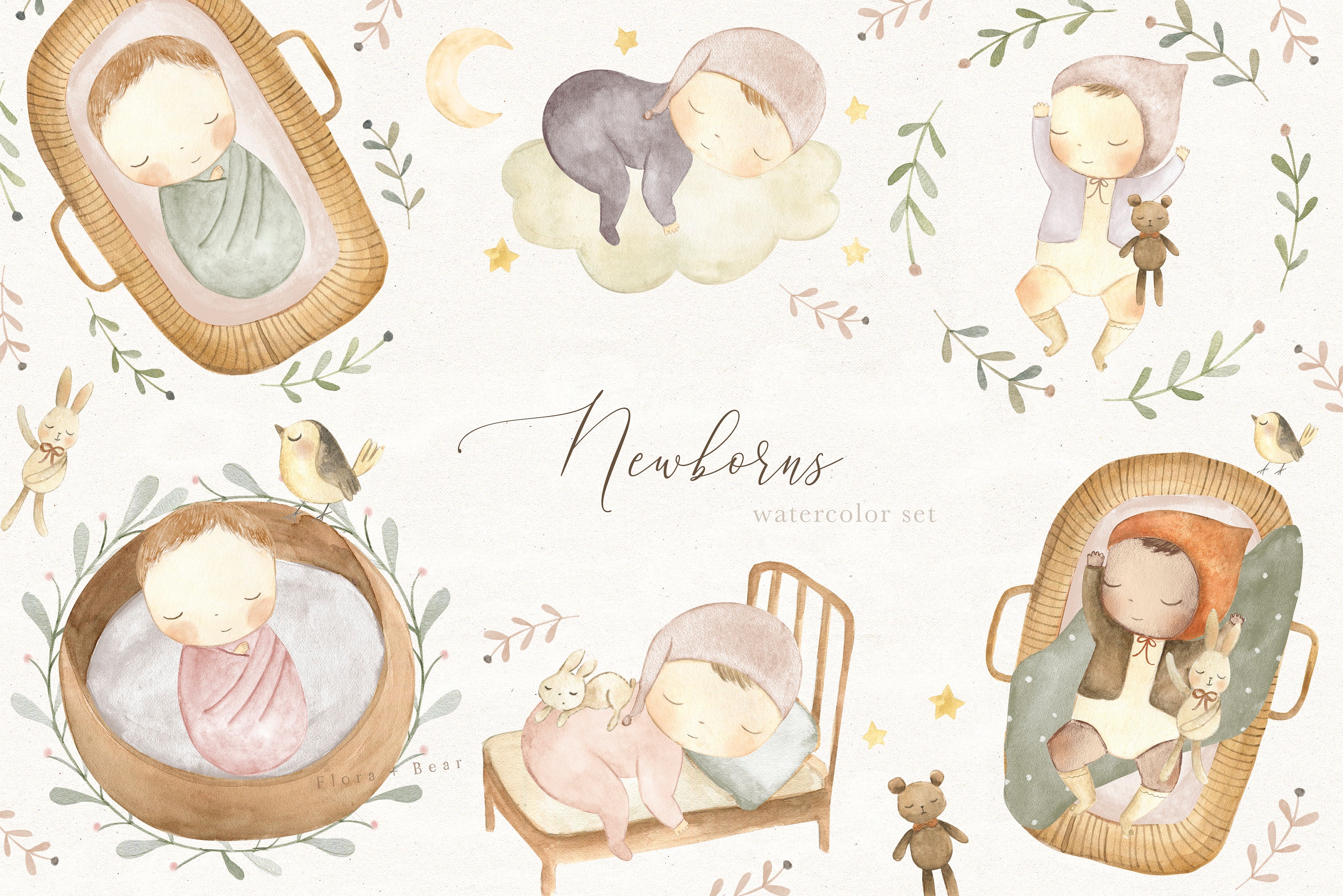 Newborn Baby Watercolor Clipart
