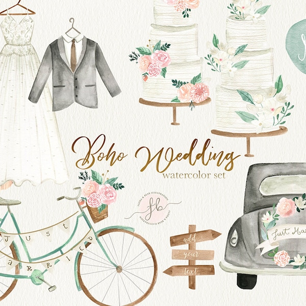 Hochzeit Clipart Aquarell Blumen Floral Clipart Digital Download Planer Druckbar